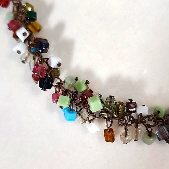 Vintage Indian Square Beaded Necklace - Picture 2 of 7